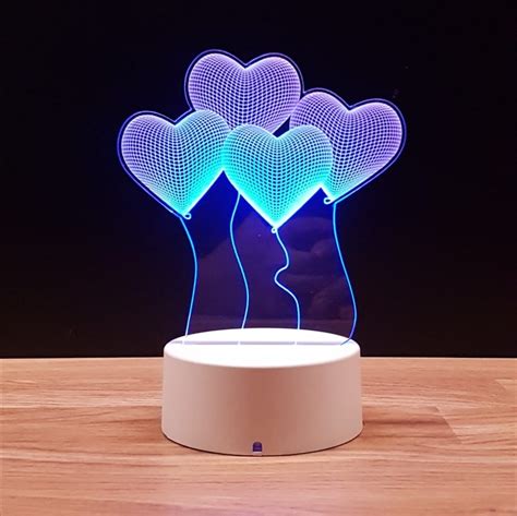 Lámpara Led 3D 4 Corazones GRANADECOR