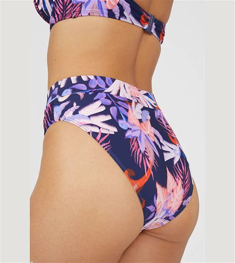 Buy Gorgeous Arianna Palm Mid Waist Bikini Bottom In Navy ThStreet Qatar
