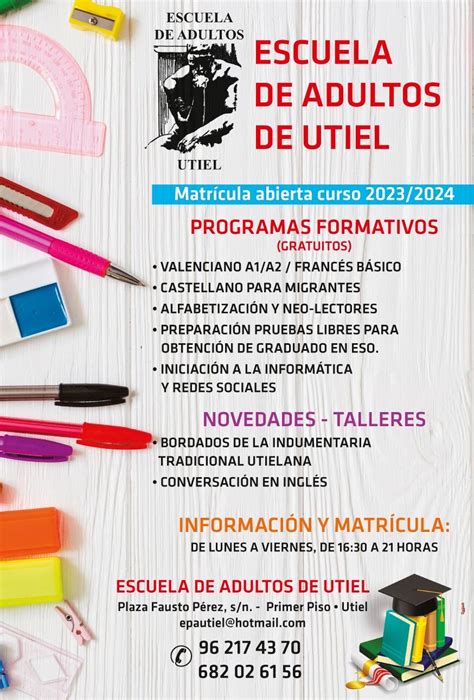 La Escuela De Adultos De Utiel Abre El Periodo De Matr Cula Para El