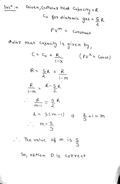 A Diatomic Gas Follows Equation PV M Constant During A Process What