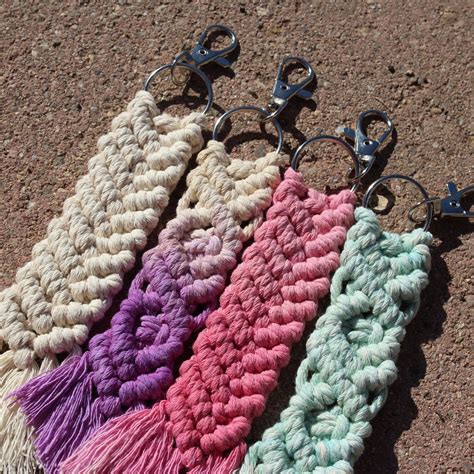 Macrame Keychains Dyed Macrame Keychain Dyed Ombre Macrame Etsy