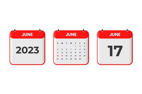 June 2023 calendar design. 17th June 2023 calendar icon for schedule ...