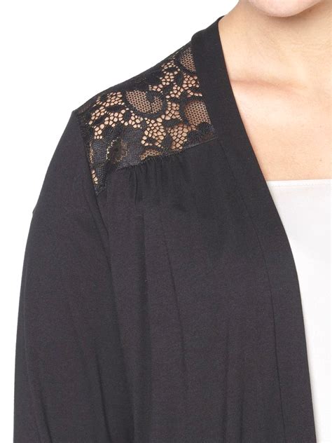 Grace Made In Britain Grace Black Lace Panel Open Front Cardigan