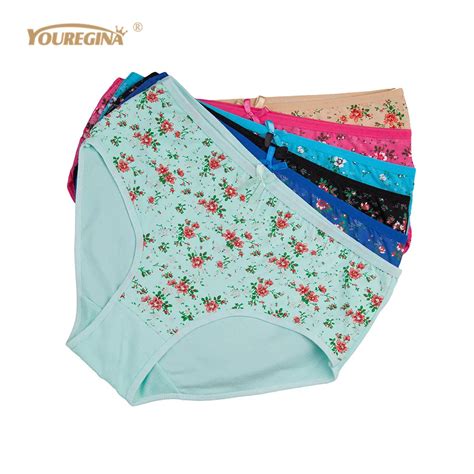 Youregina Women Panties Cotton Plus Size High Waist Print Panties Women S Floral Lingerie Briefs