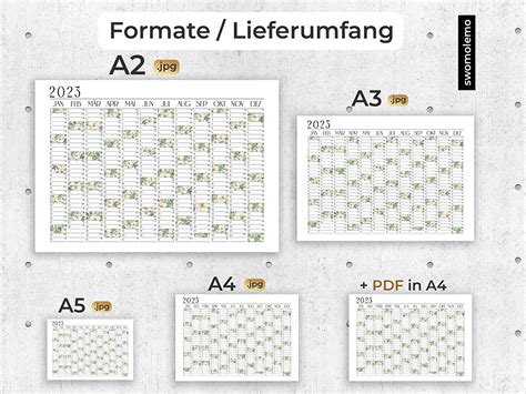 Jahresplaner Zum Ausdrucken Formate A A A A Wandkalender