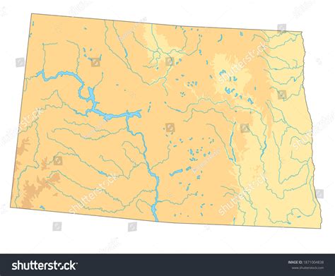 Highly Detailed North Dakota Physical Map Stock Vector Royalty Free 1871004838 Shutterstock