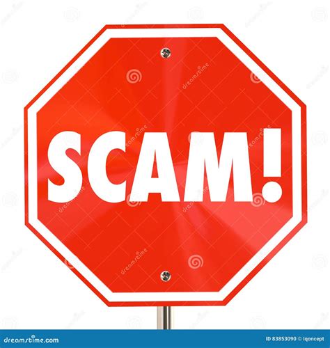 Scam Stop Sign Word Fraud Lies Deception Stock Illustration Illustration Of Importance Deal