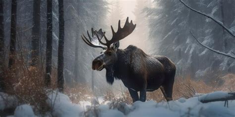 Premium AI Image | A moose in the snow with snow on the ground