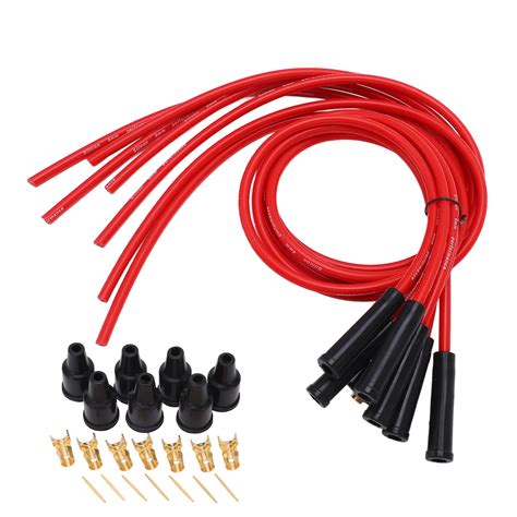 Sparking Plug Ignition Wire Set Red 8mm Diameter 1m Length Ignition