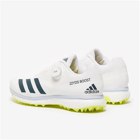 Adidas 22YDS Boost Cricket Spikes White Acid Yellow Mens Shoes