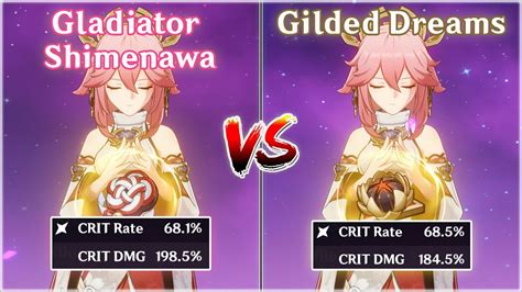 Perbandingan Artifacts Gilded Dreams Gladiator Shimenawa Pada Yae