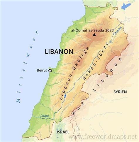 Karte Von Libanon Freeworldmaps Net