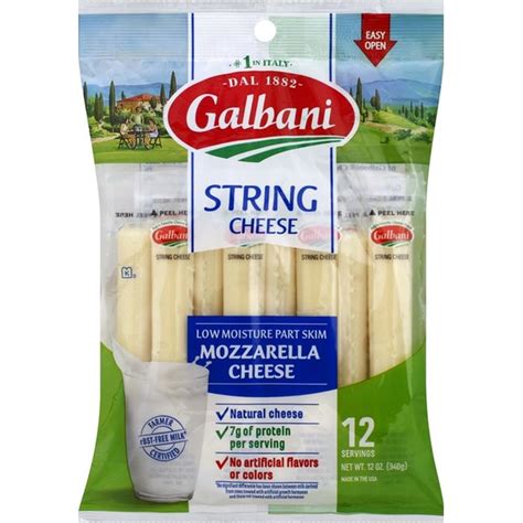 Galbani Dairy Low Moisture Part Skim String Cheese Mozzarella 12 Ct