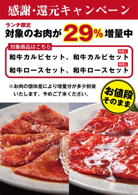 【ランチ限定キャンペーン】対象のお肉が29％増量！ News 株式会社平城苑