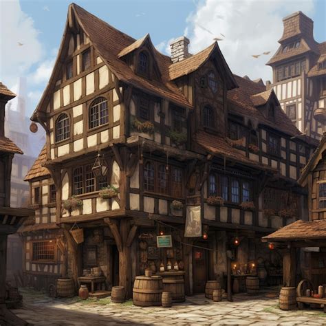 Premium Ai Image Medieval Fantasy Tavern Illustration