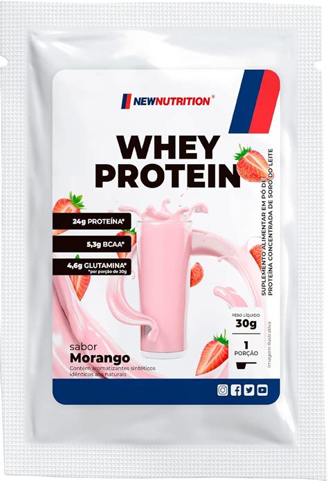 Sach Whey Protein Concentrado G Morango Newnutrition Amazon Br