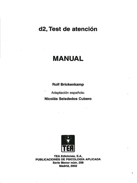 D2 Test De Atencion Manual Pdf Pdf