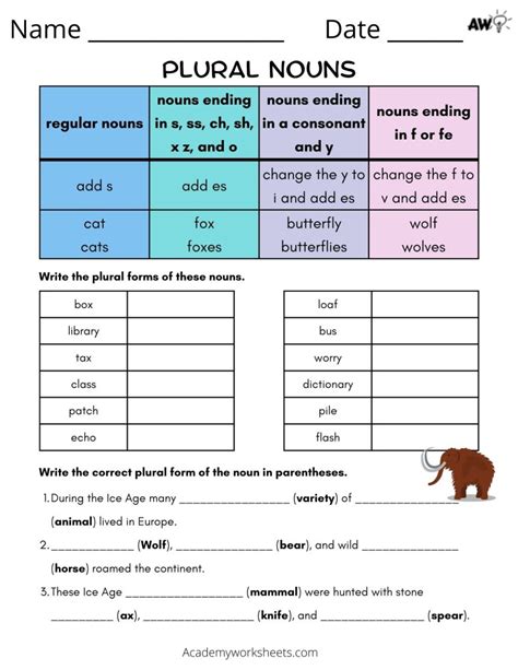 Regular And Irregular Plural Nouns Worksheet