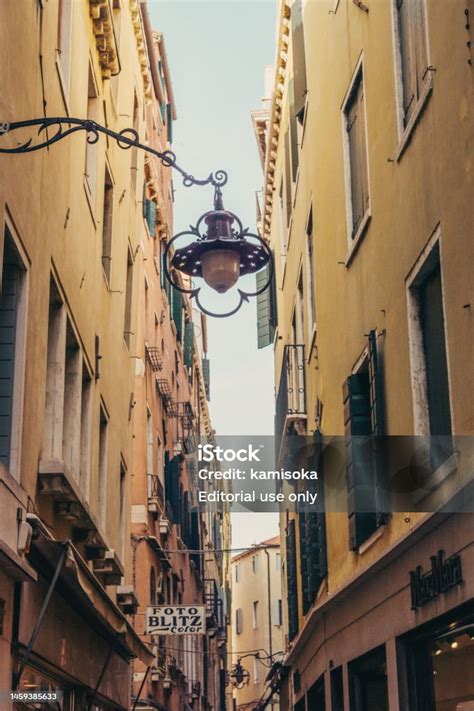 Alleyways Of Venice With Street Signs Italy Stock Photo Download