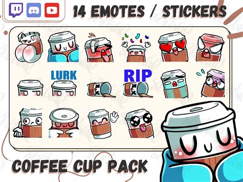 Coffee Cup Emotes For Twitch Discord Youtube Coffee Themed Streams