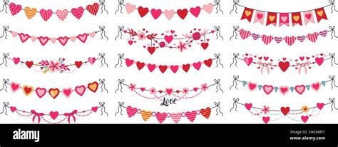 Romantic Valentines Day Heart Shaped Bunting Garlands Cute Hanging