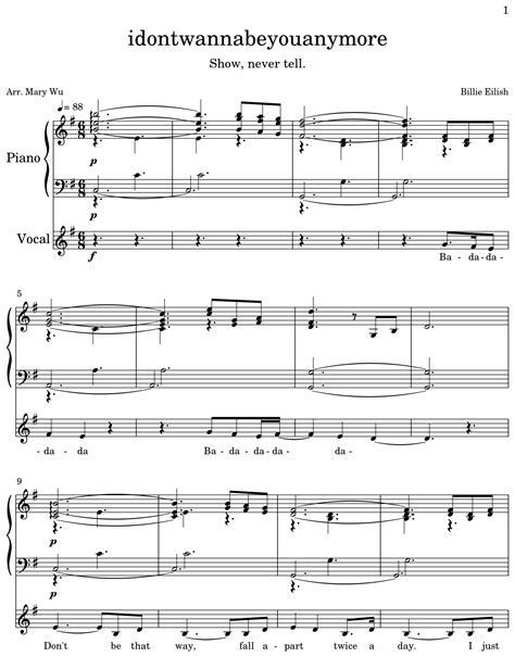 Idontwannabeyouanymore Sheet Music For Piano Violin