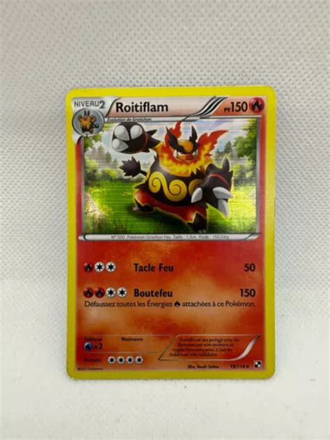 Carte Pokemon Roitiflam Rare Holo Noir Et Blanc Fr Eur