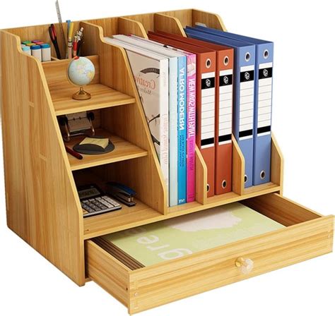 Bureau Organizer Hout Pennenhouder Met Lade Opbergdoos Pennenbox