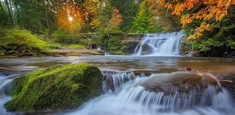 Fondos De Pantalla Rboles Paisaje Bosque Cascada Puesta De Sol