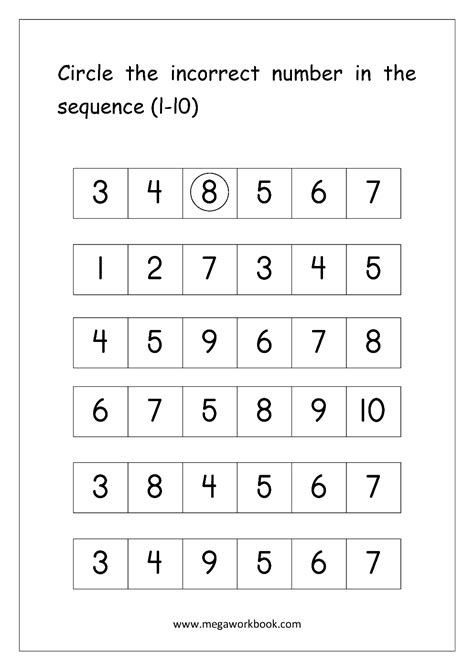 Ordering Numbers 1 10 Worksheet