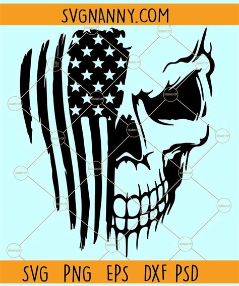 American Flag Skull SVG USA Skull Flag SVG Skull Clipart Svg