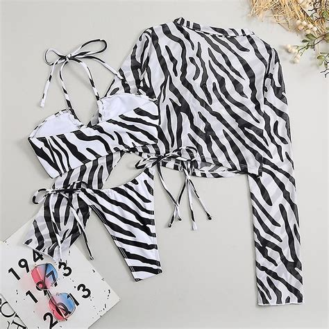 Women String Bandeau Bikini Set With Cover Up Strapless Bathing Suits