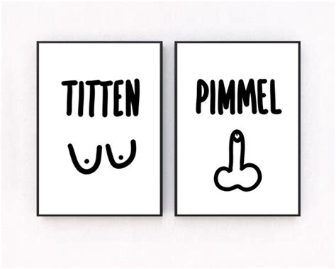 Set Of Picture Poster Funny Pimmel Tits In Black White Wall Etsy