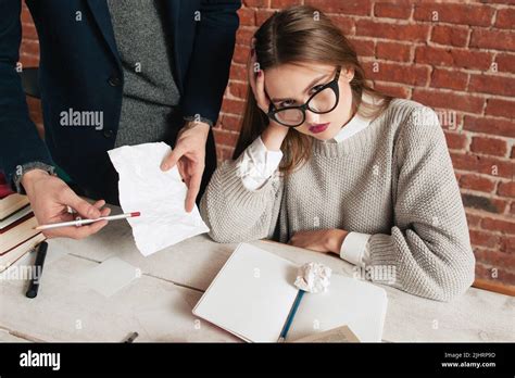 Boring Student Girl Looking At Camera Stock Photo Alamy