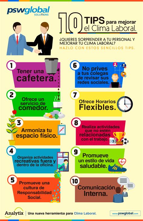 10 Consejos Para Mejorar El Clima Laboral Infografia Infographic