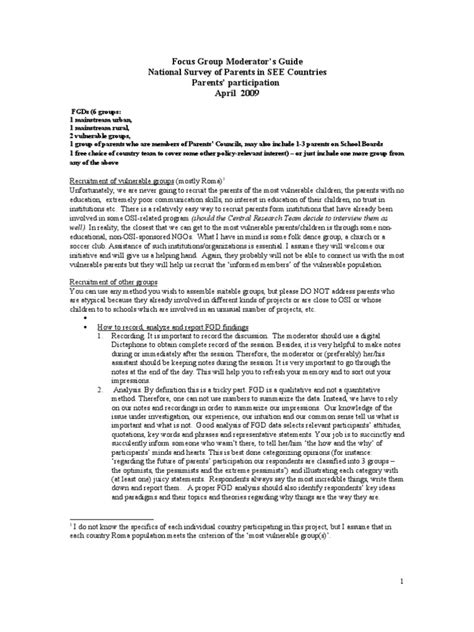 V4 Focus Group Moderator Guide Draft Pdf Motivation Motivational