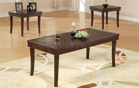 Espresso Finish Contemporary 3PC Coffee Table Set