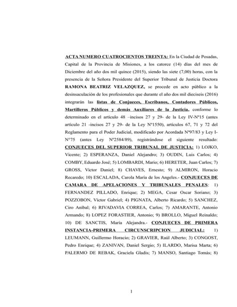 Listado Poder Judicial De La Provincia De Misiones