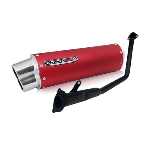 Escape Ponteira Coyote RS5 Boca 8 Aluminio Oval Vermelho Fazer