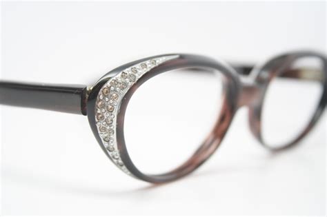 Marble Rhinestone Cat Eye Glasses Vintage 1950s Eyewear Cateye