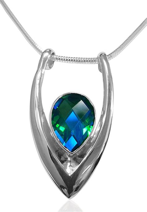 Silver Siesta Key Watercolor Gemstone Tm Modern Pear Pendant Skp261