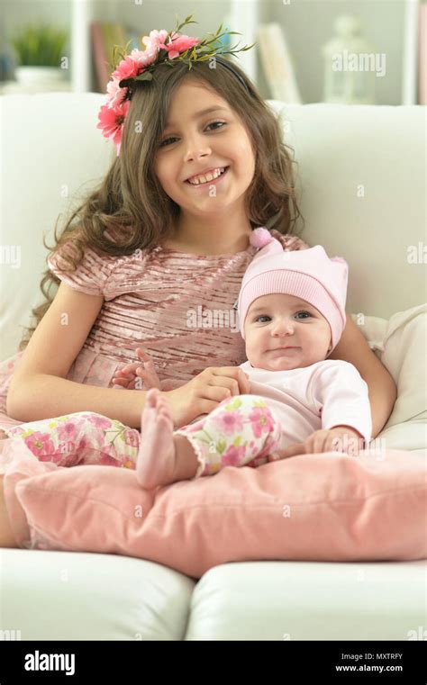 Two Beautiful Cute Sisters Stock Photo Alamy