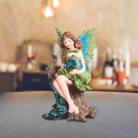 6 H Fairy Holding Peacock On Her Lap Statue Fantasy Figurine Room Decor Ebay