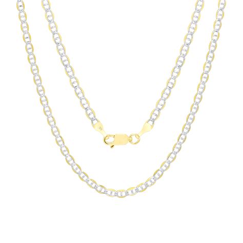 Nuragold 10k Yellow Gold 3mm Solid Mariner Anchor Link Chain Diamond