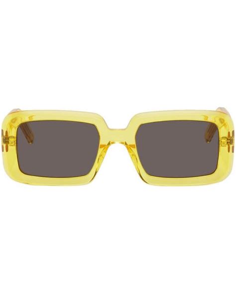 Saint Laurent Sl 534 Sunrise Rectangular Sunglasses In Yellow For Men Lyst