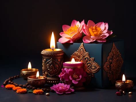 Premium AI Image | Diwali gifts and decoration with candle