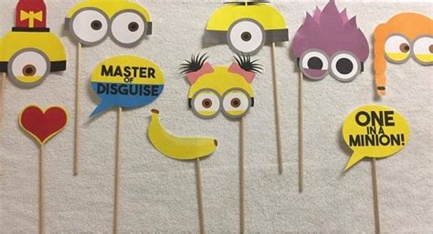 Minions Photo Booth Props Minions Party Despicable Me Photo Etsy