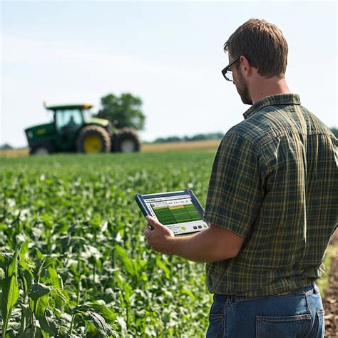 A Farmer Using Farm Management Software To Plan Crop Rotations And