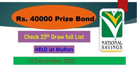 Rs 40000 Premium Prize Bond List 12 September 2022 Draw 22 Karachi