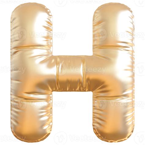 Gold Bubble Letter H Font 3d Render 36304793 Png